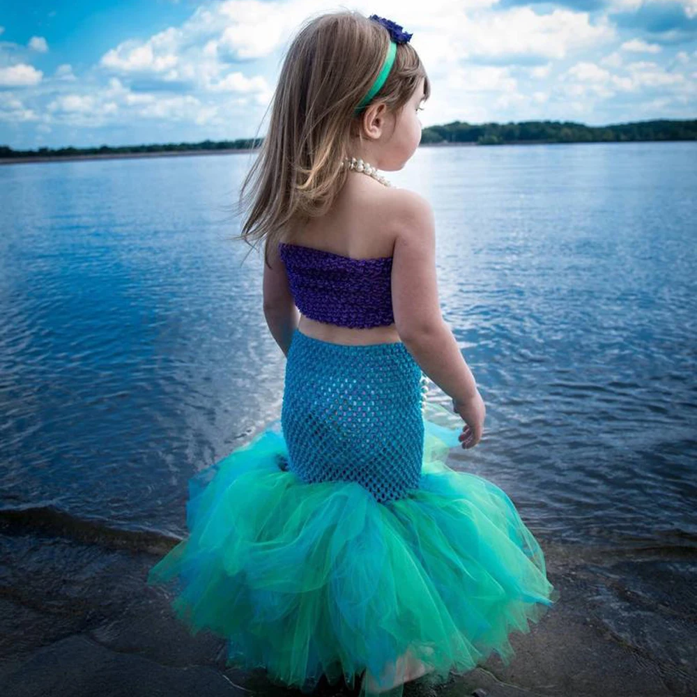 Baby Girls Mermaid Tutu Dress Toddler Kids Birthday Party Outfit  Mermaid Tail Princess Girl Costume Tutus Set for Photo Shoot