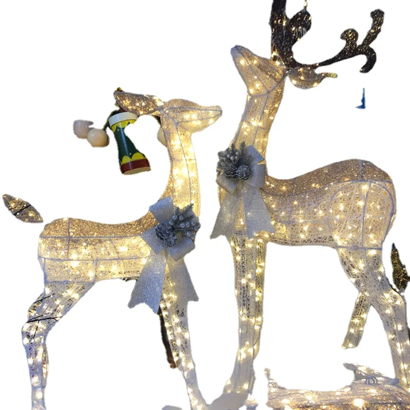 Christmas Luminous Deer Hotel Shopping Mall View Show Window Decoration Decoration of Deer Mother and Son Outdoor Set Props