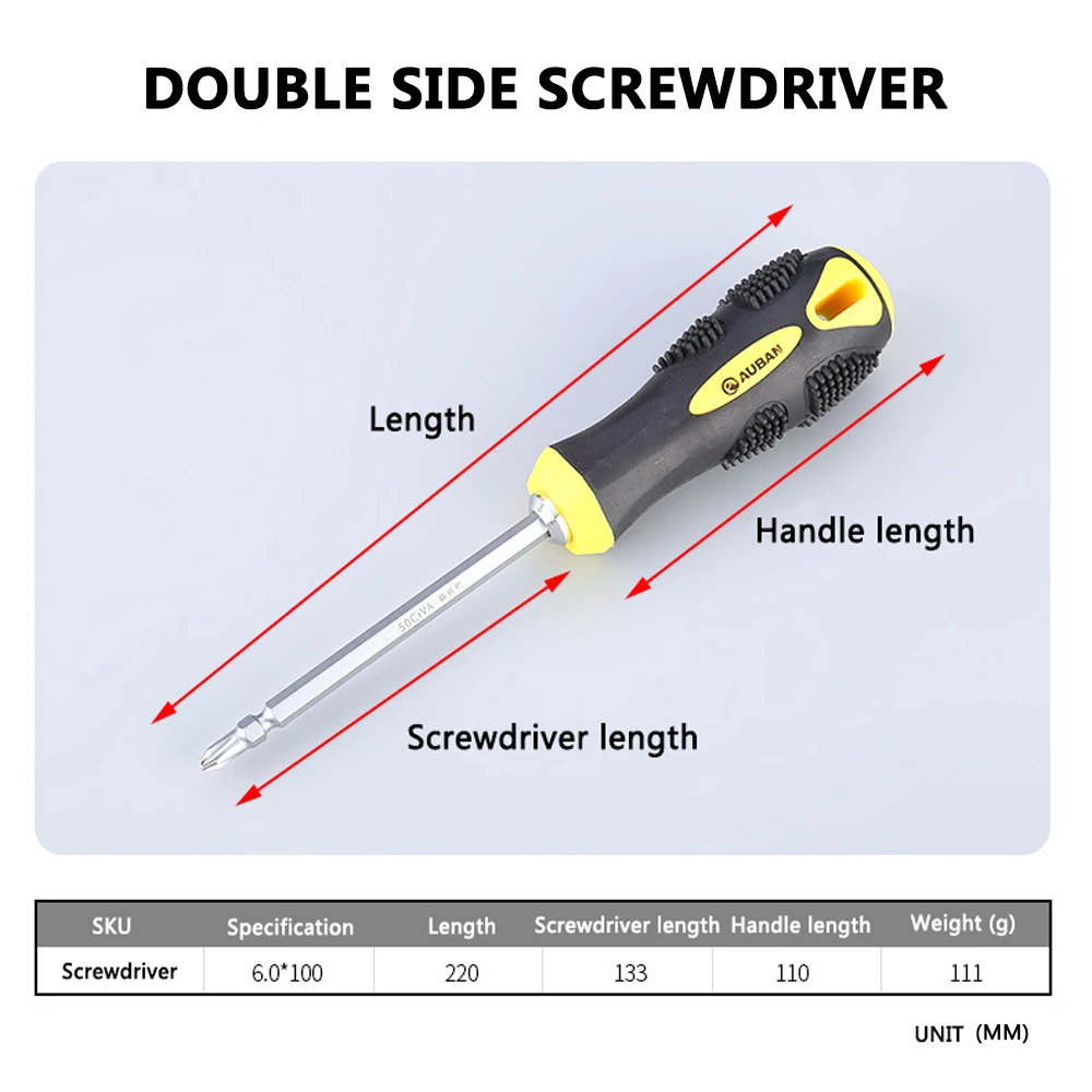 Screwdriver Double Head Multi-Functional Magnetic Bit Insulated Slotted Phillips 2 Sockets in 1 Screwdriver Tools Home Hand Tool