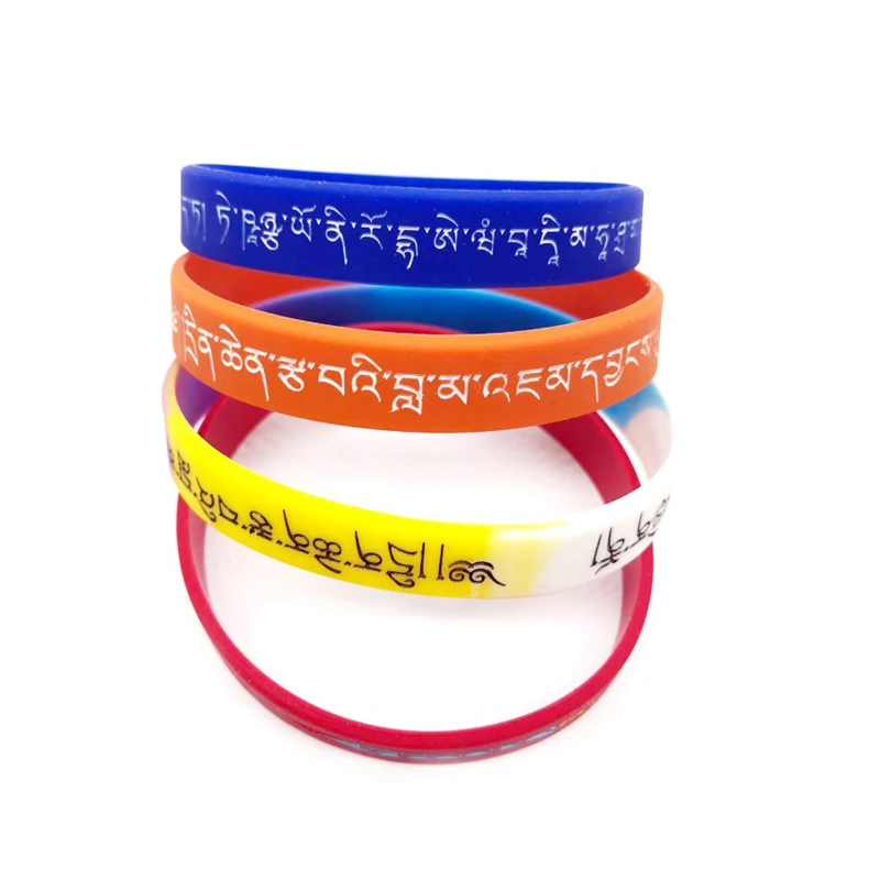 Personal Logo Customized Printed Colorful Rubber Silicone Bracelets DIY Handmand Rings For Corporate Team