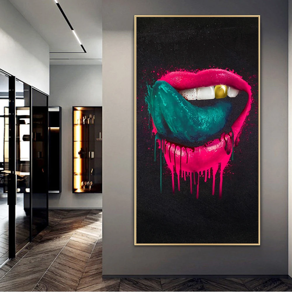 Sexy Red Lips Modern Art Paintings Print on Canvas Art Posters And Prints Abstract Street Art Mouth Pictures Home Wall Decor