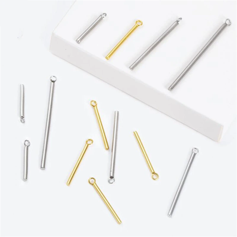 20pcs 10mm 20mm 40mm  Long Metal Bar Stainless Steel Bar Stick Pendants CharmsNecklace DIY Pendant for Earrings Jewelry Making