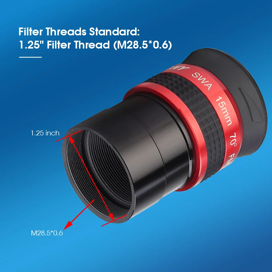 Svbony SV154 Teleskop-Okular 70 Grad SWA Super-Weitwinkel-Okular 1,25 Zoll/2 Zoll 15 mm/26 mm für Teleskope – Detail 5