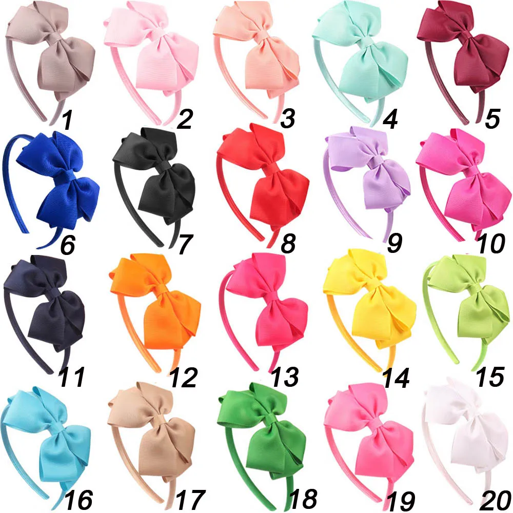 CN 50pcs/lot Fashion Handmade Boutique Satin Covered Hairband With Ribbon Bow For Kids Girls Hard Headband Hair Accessories