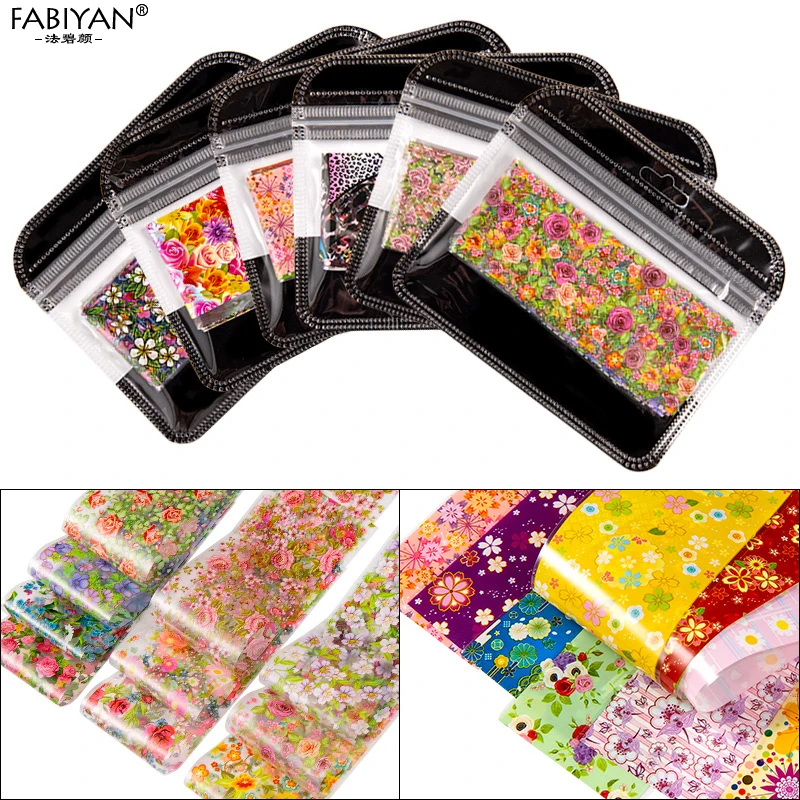 10/15pcs Flower Colorful Decoration Nail Art Foils Transfer Set Mixed Design Rose DIY Sticker Gel Adhesive Floral Accessories