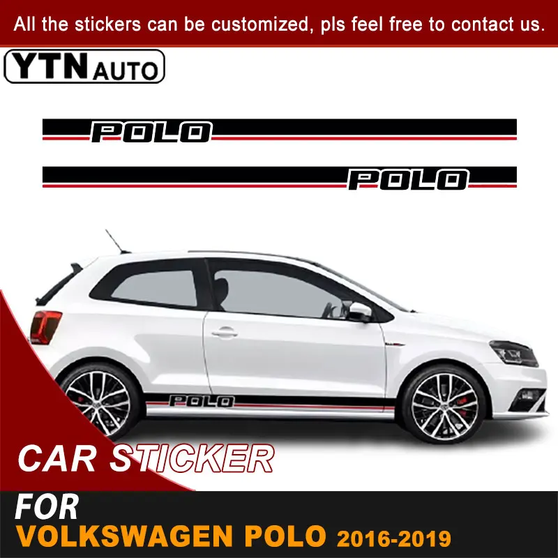 

Side Door Body Car Stickers Stripe Racing Graphic Vinyl Decals Car Accessories For Volkswagen Polo Hatchback 2016 2017 2018 2019