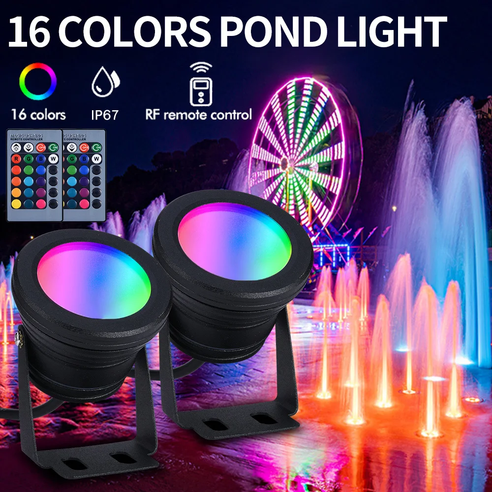 

IP68 Waterproof LED Flood Light Dimmable Underwater Fountain Pool Pond Aquarium Spotlight Lamp Smart Remote Control Lights Decor