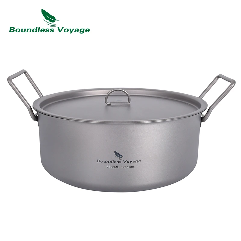 

Boundless Voyage 2L Titanium Soup Pot Big Capacity Outdoor Camping Stock Pot Cooker