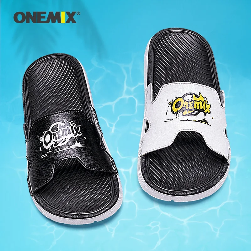 ONEMIX Flip Flop kobiety letnie mieszkania kapcie para Cartoon plaża brodząc buty sandały mężczyźni antypoślizgowe buty kryty dom