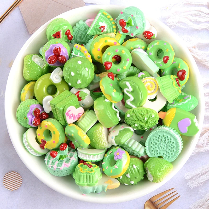 10pcs Diy Resin Charms Slime Supplies Additions Decor For Slimes All Filler Cute Cake Fruits Candy Phone Case Accessories Kits