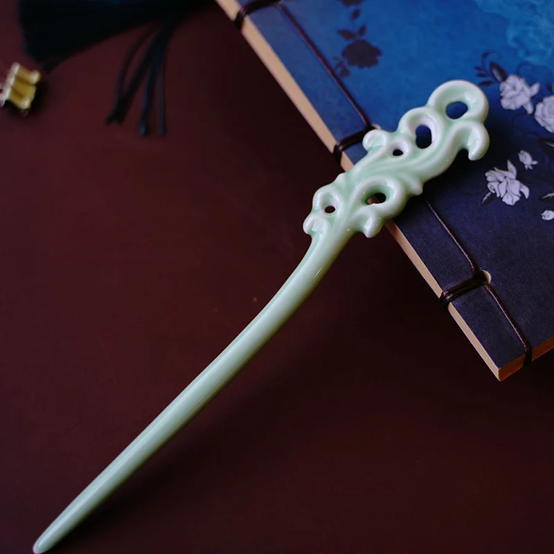 Vintage Ceramics Hairpin Elegant Hair Stick Chinese Hanfu Hair Accessories Simple Tiaras Vintage Cheongsam Decor Hair Jewelry