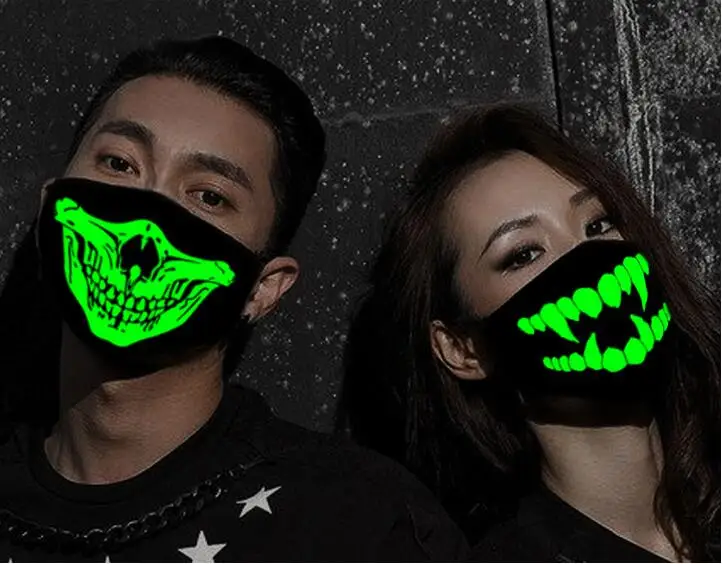 Woman Men Glow In Dark Skull Scary Masks Mouth Half Face Halloween Party Costume Mask Halloween Party Gifts for Guests