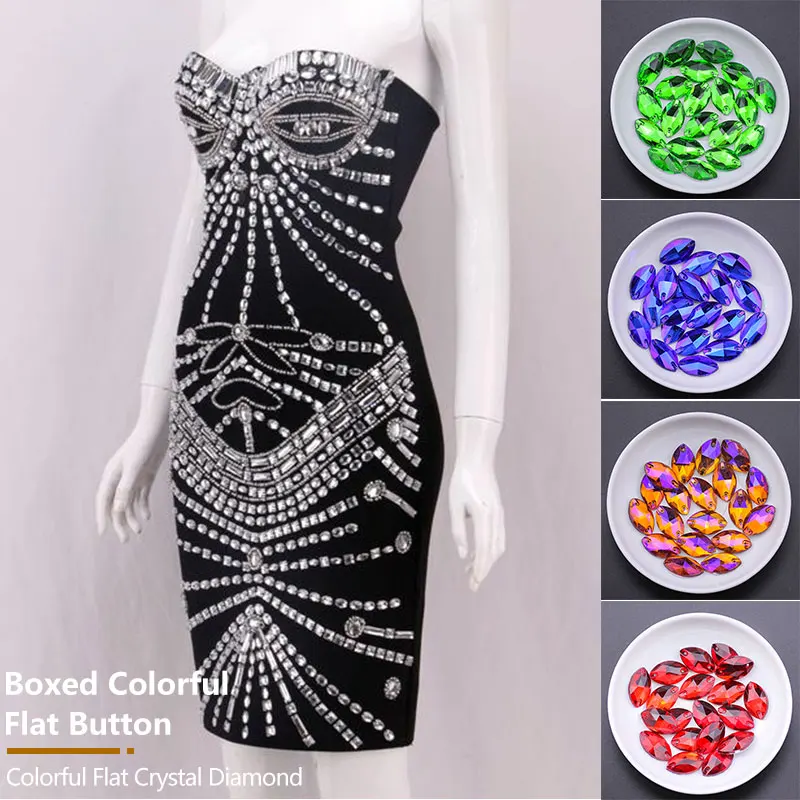 Sew On Rhinestone For Clothing пришивные стразы Strass Steentjes Leaf Shape Horse Eye Flatback Crystal Rhinestone Decoration