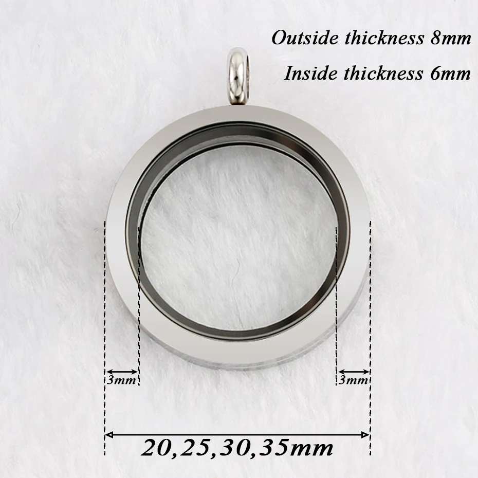 Wholesale Magnetic Opening Glass Floating Charms Living Lockets 20mm 25mm 30mm 35mm 316L Stainless Steel Round Locket Pendant