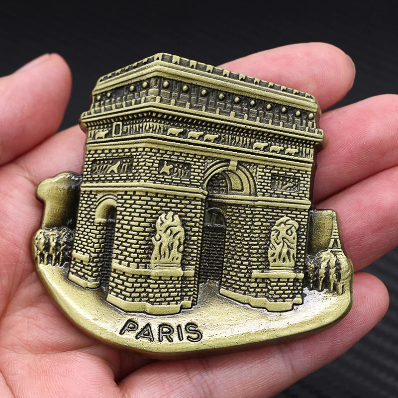 Metal magnetic refrigerator 3D fridge magnet tourism souvenirtriumphal arch of France magnetic Paris building model collection