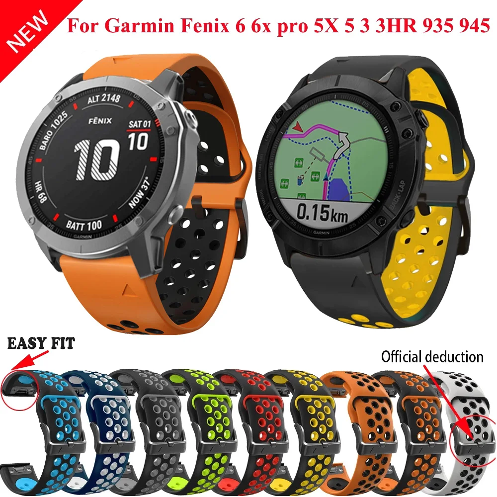 For QuickFit Band Garmin Fenix 7X 7 6 6X Pro 5X 5 Plus 3HR Silicone Straps 945 935 Smartwatch Release EasyFit Watchbands 22 26mm