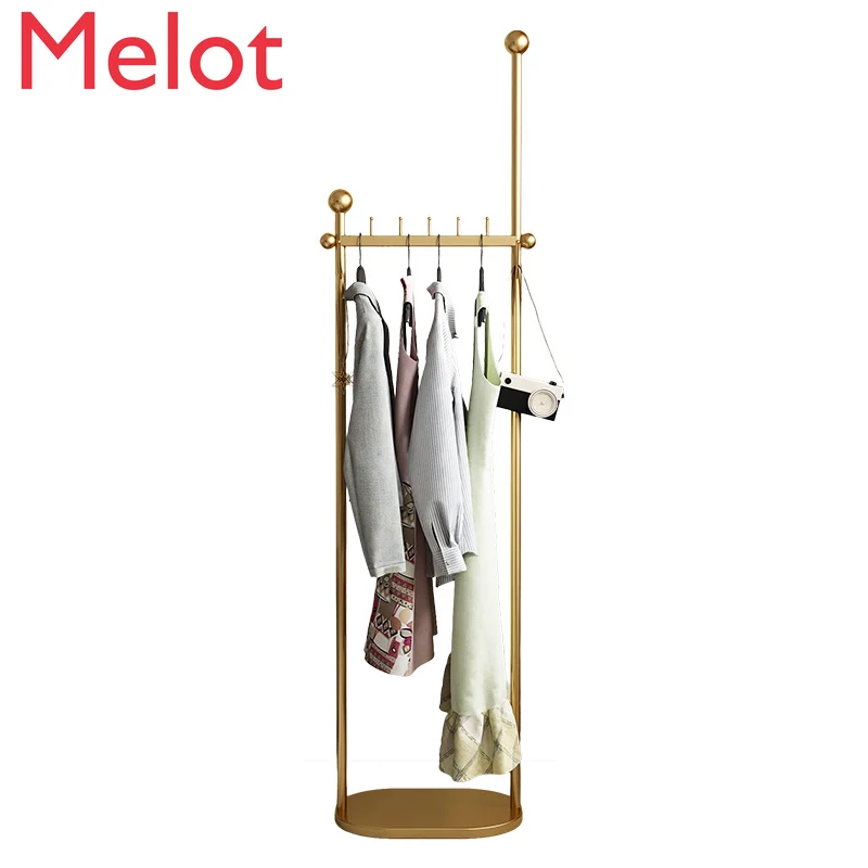 European Fashion Luxury Bedroom Metal Hallstand Modern Minimalist Floor-Standing Home Storage Coat and Hat Supporter