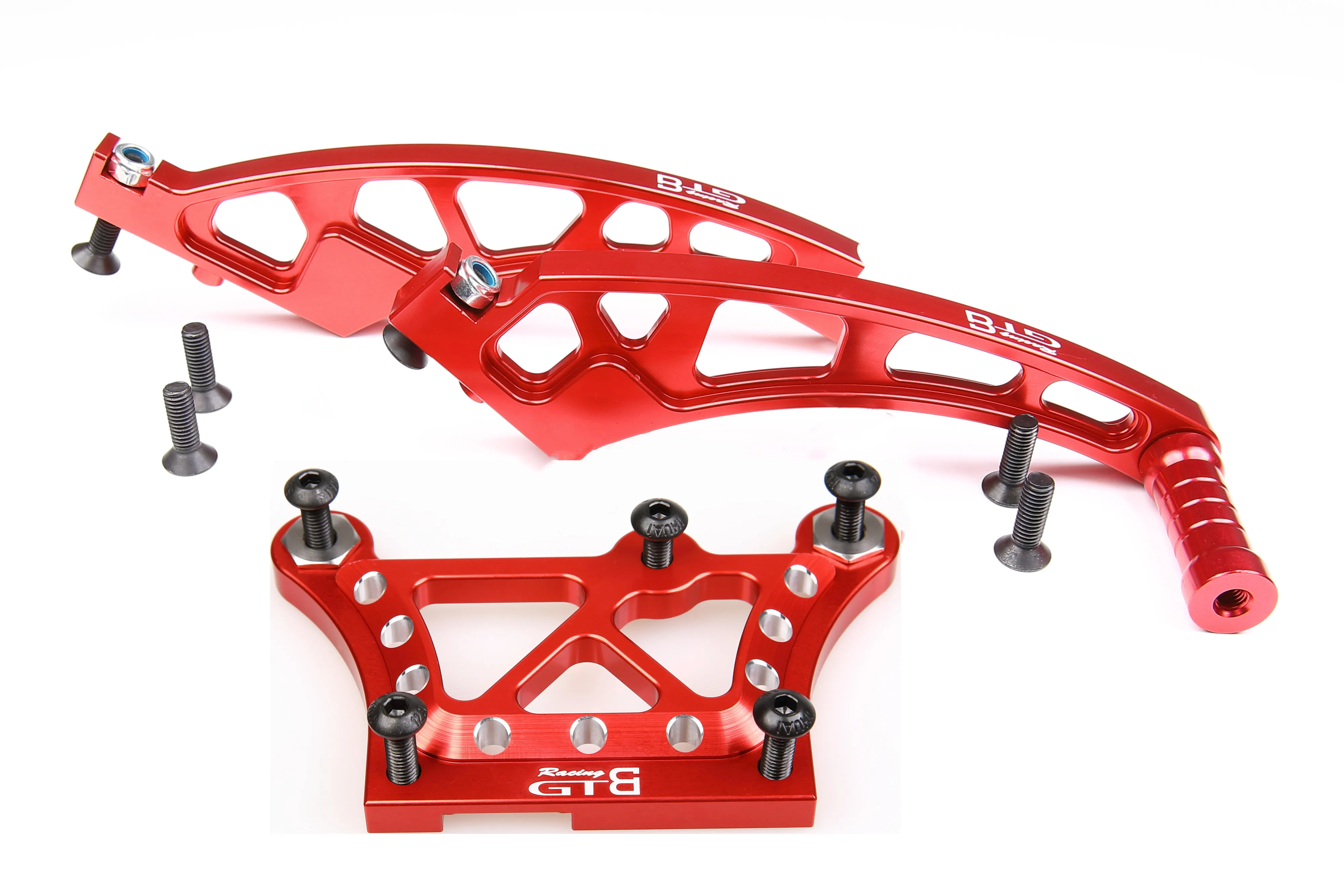 

GTB 1:5 RC Car LOSI DBXL-E V1.0 Front Top plate + Front Chassis Bracket + Rear Metal Chassis Brace Set (Silver/Red)