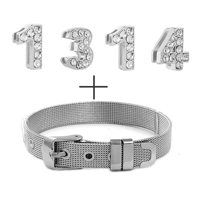 LOVE MOM 520 1314 Charms Bracelet Stainless Steel Mesh Bracelet Adjustable Belt Bracelets for Women Men Bracelet Bangle Jewelry