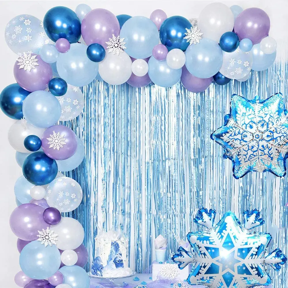 

Balloon Garland Arch Kit Ice Snow Blue White Balloons Pack for Wedding Birthday Baby Shower Bachelorette Party Backdrop Decor