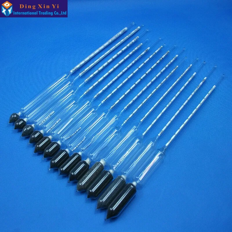 2PCS 1.0-1.1 Glass Hydrometer Liquid Density Meter for Chemical Laboratory, Professional Glass Densimeter Densitometers