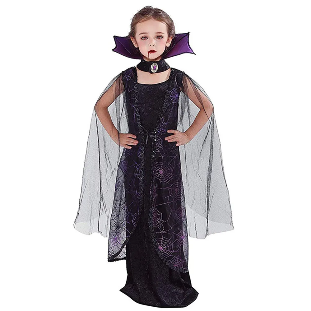 

Girl’s Bat Vampire Cosplay Costume Children Halloween Gothic Spider Dresses Carnival Easter Purim Fancy Dress