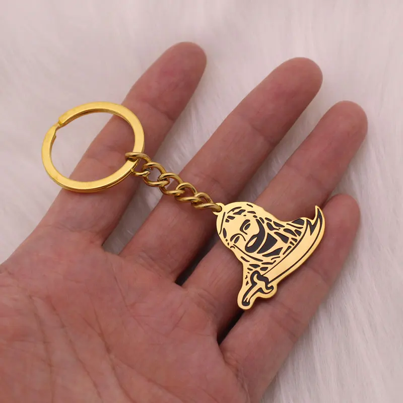 ZKD islam muslim Imam Ali Face Dhulfiqar stainless steel key chains key ring