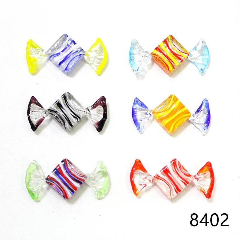 6pcs Colorful Vintage Murano Glass Candy Craft Ornaments For Home Table Favors Wedding Party Gift New Year Christmas Decorations