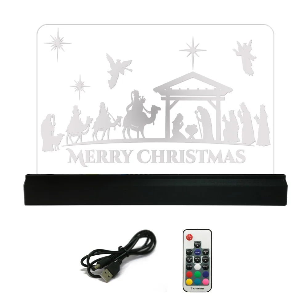 Merry Christmas LED Desktop Lamp Remote Contol Lighting Holidays Home Decor Nativity Scene Of Baby Jesus Christ LED Table Lamp