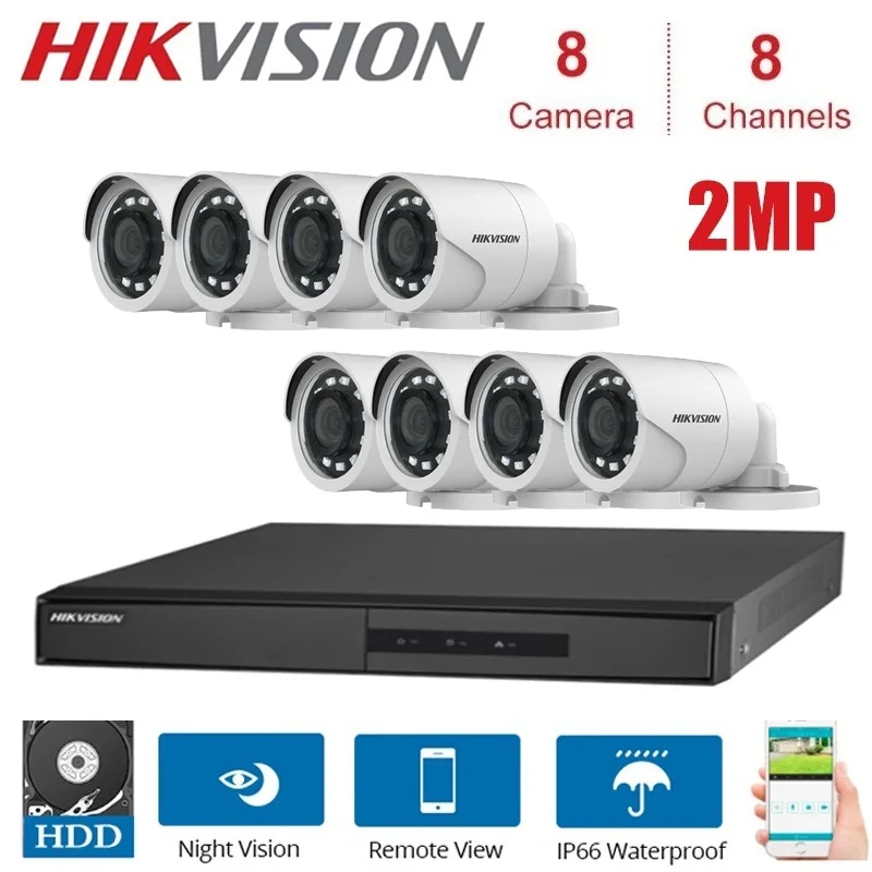 

HIKVISION English Version DS-7208HGHI-F1/N 1080P and DS-2CE16D0T-IRF 8CH Indoor and Outdoor Night vision KITS with HDD Optional