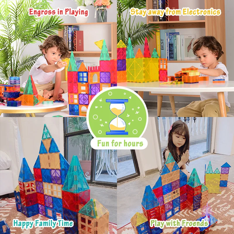 LFAYER 7.5cm 48/78PCS blocchi magnetici piastrelle da costruzione blocchi di costruzione magnetici imposta giocattoli educativi per regalo per bambini