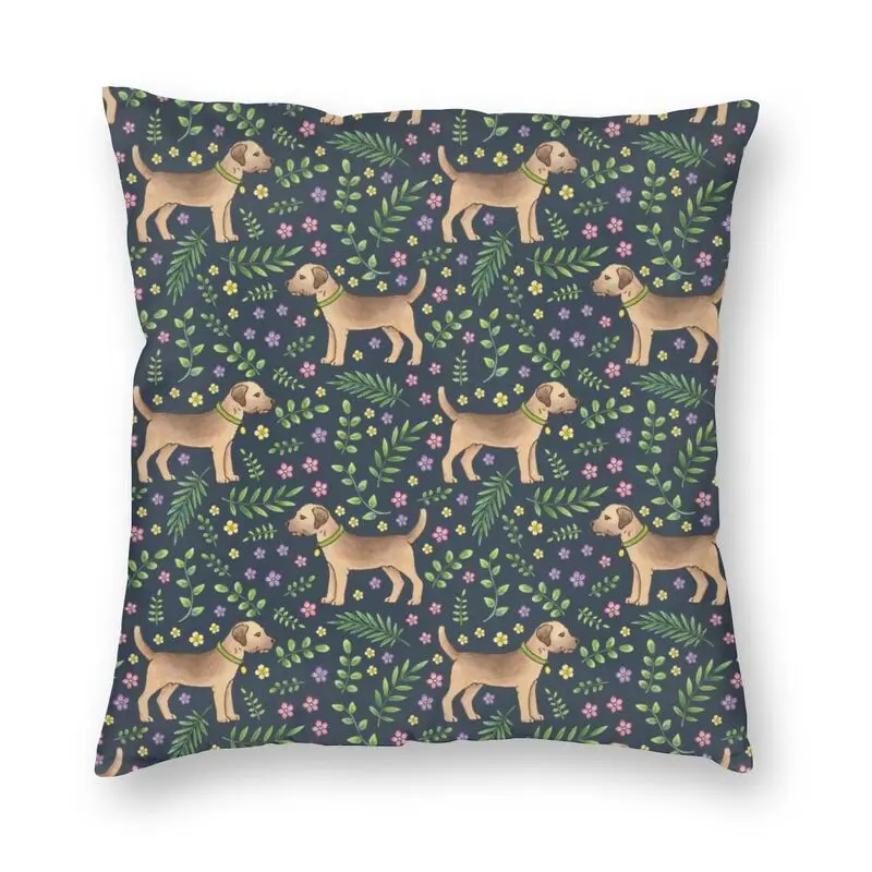 

Border Terriers Spring Floral Throw Pillow Cover Decoration Custom Animal Dog Cushion Cover 40x40 Pillowcover for Living Room