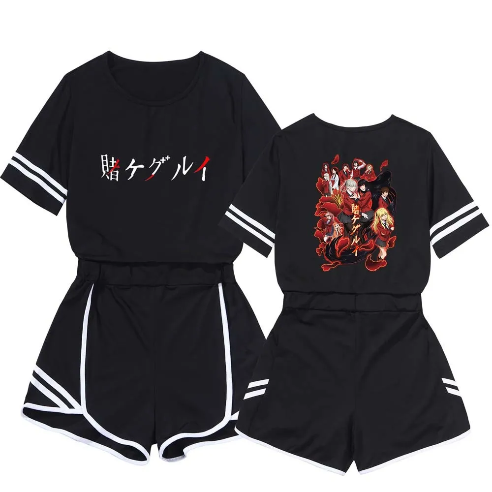 Kakegurui Short Suit Cosplay Jabami Yumeko Anime 2 Piece Outfits Female Streetwear Sportswear Japanese Crop-top Set Summer