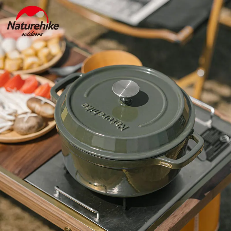 Naturehike 3.8L Outdoor Camping Kitchenware Portable Picnic Family Multi Purpose Pot 24cm Enamel Cookware Noodle Soup Frying Pan