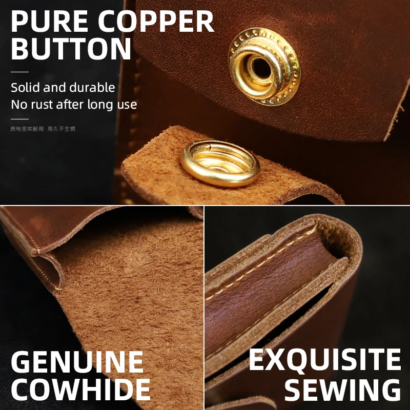 Mini Cowhide Card Wallet For Men Handmade Genuine Leather Credit Business ID Card Holder Bag Portable Coin Purse Money Pouch