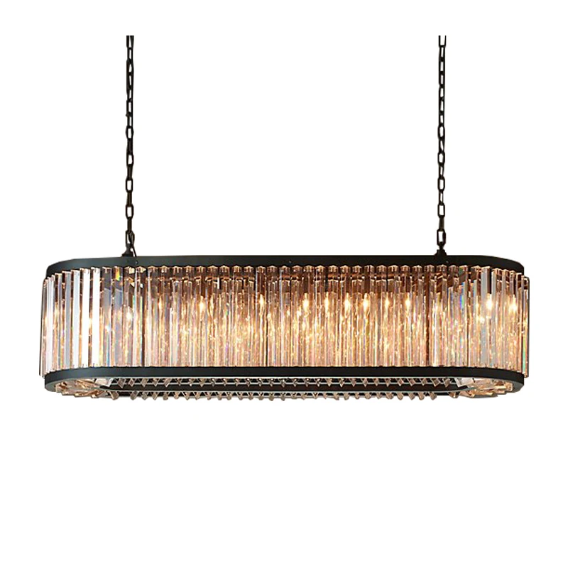

Led Retro Black Round Crystal Hanging Lamps Chandelier Lighting Lustre Suspension Armature Lamps For Living Room Pendant lamp