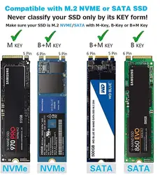 M2 NVME NGFF SATA SSD to Type-C/USB 3.0 Portable External Drive Enclosure Case for M /B /M+B Key Case 2230/2242/2260/2280 SSD