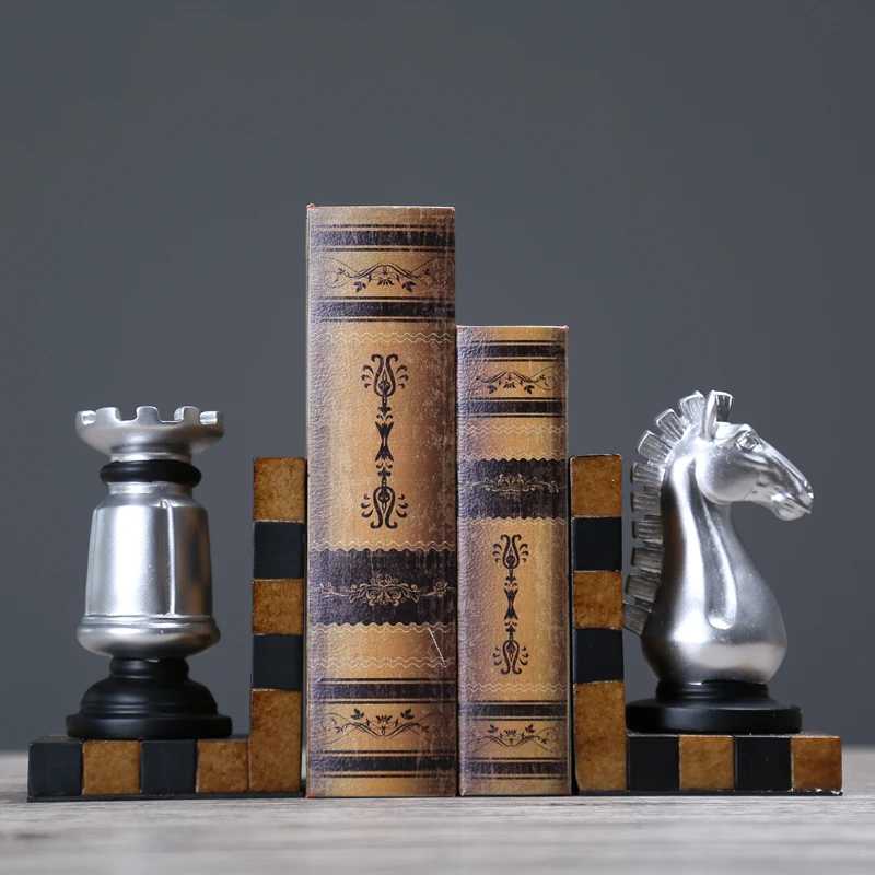 Chess Bookends, Classic Decorative Resin Book Shelf Organizers Book Stopper (Chess Piece)