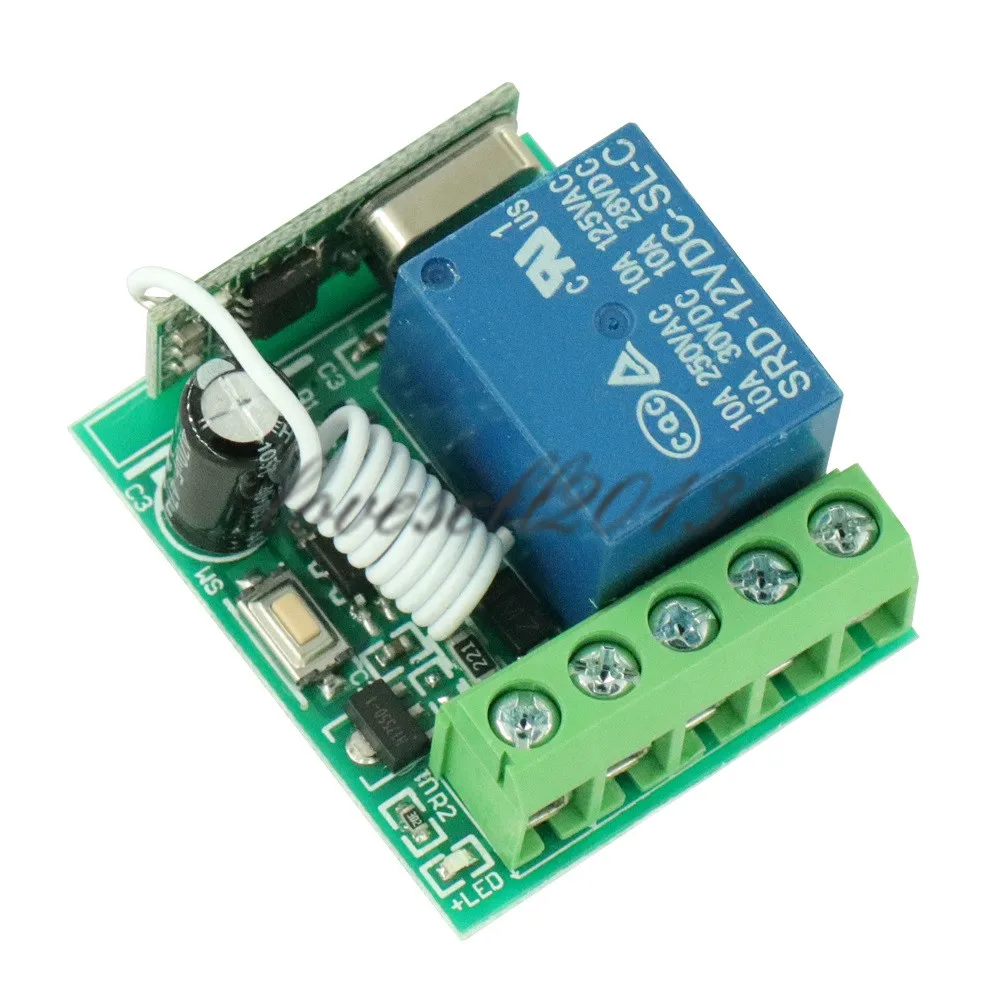 12V 1 Channel 433MHz Wireless Relay Switch Module DC  RF Remote Control Switch Heterodyne Receiver Module