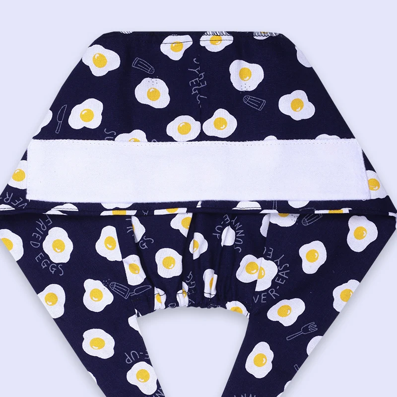 Fried Eggs Print Scrub Caps Pattern Nursing Work Hats Navy Women Men 100% Cotton Beautician Chef Skull Cap M319