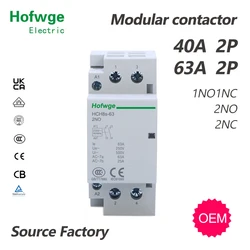 HCH8s-63 Household AC Contactor 2P 40A 63A 2NO 2NC 1NO1NC DC24V AC110V AC220V Automatic Contactor Din Rail Type 50Hz 60Hz