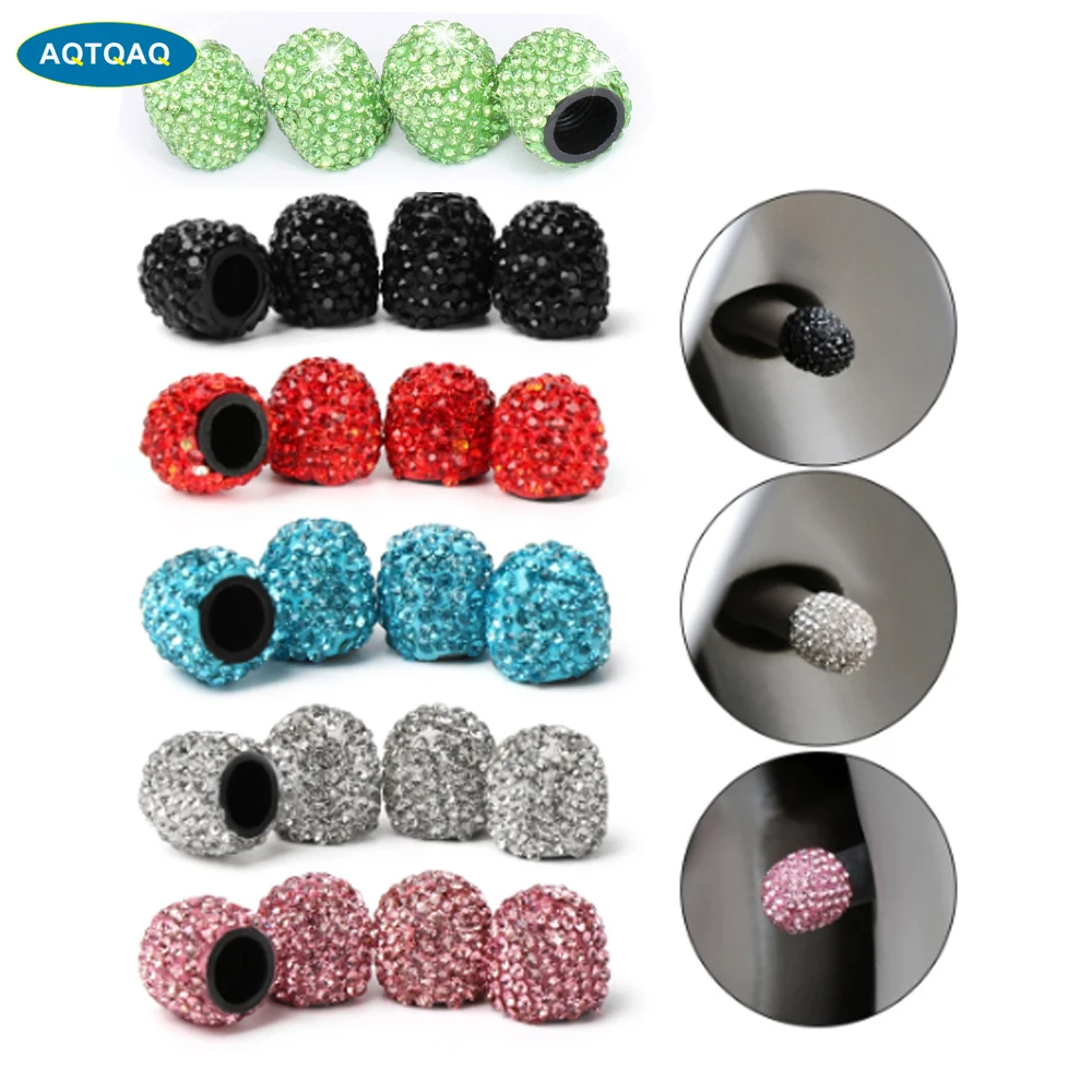 

4 Pcs Crystal Car Tire Valve Caps Diamond Shining Dust-proof Wheel Valve Cover Vehicle Bling Car Charms Decor Auto Accessories
