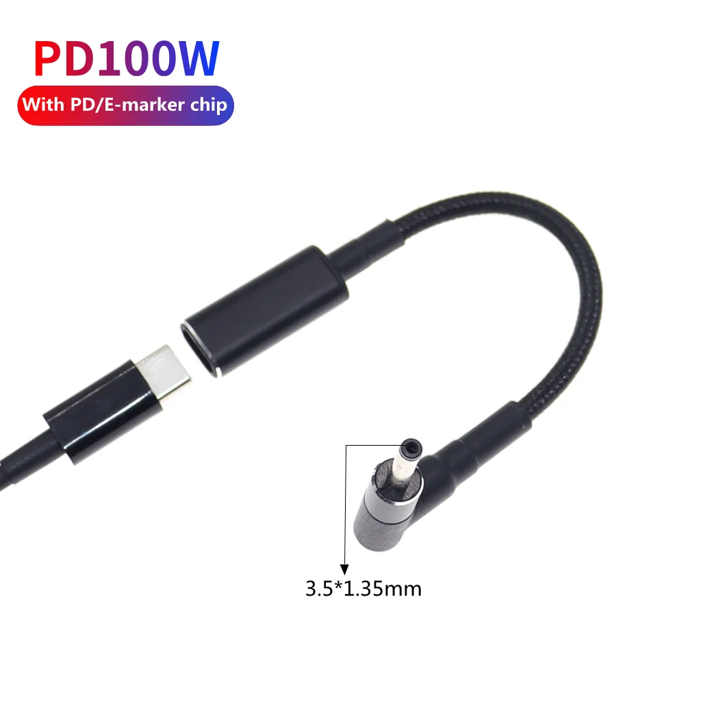 100W USB Type C PD Fast Charging Cable Cord USB C Female to 3.5*1.35mm Male Plug Adapter Converter for Jumper Ezbook Laptop PC