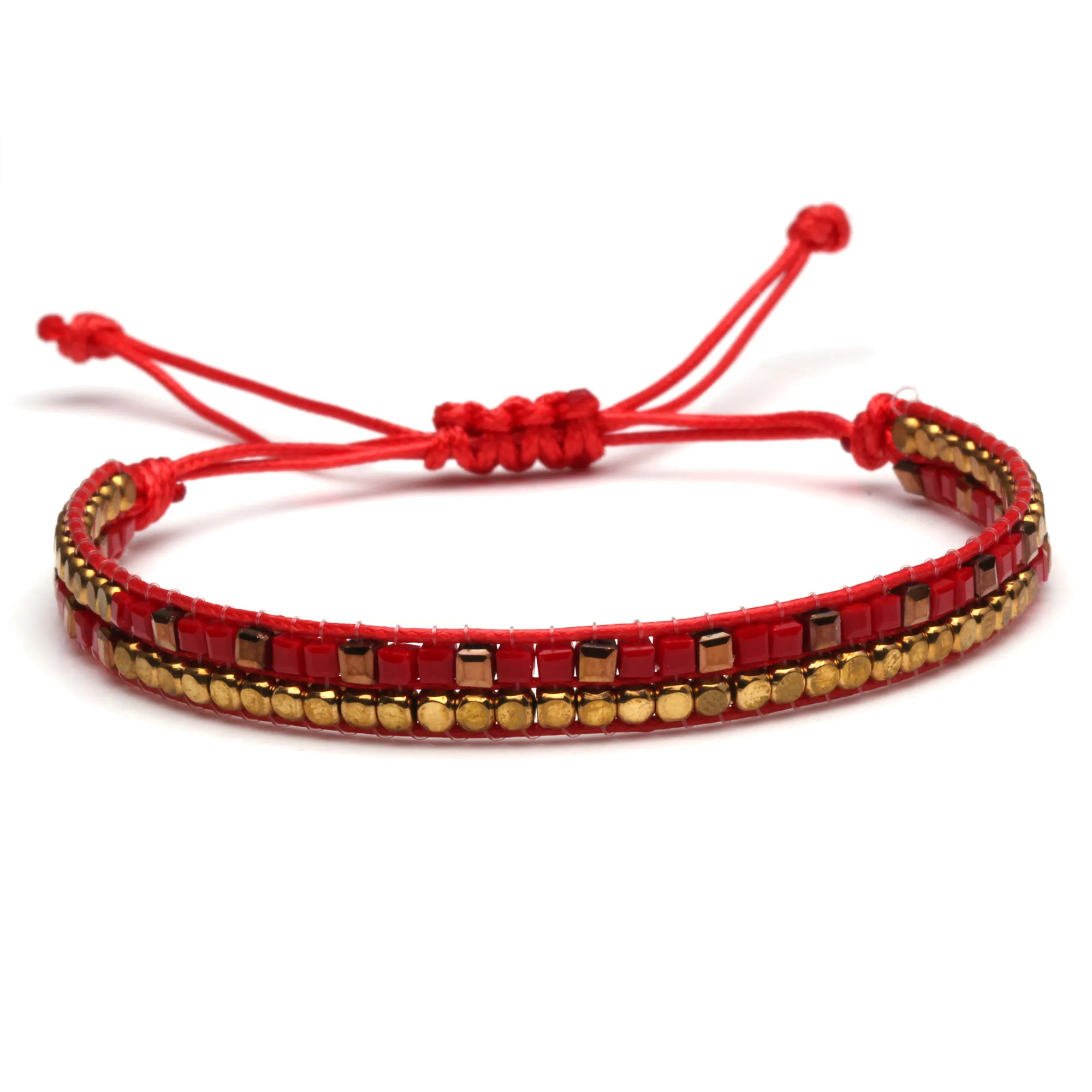 Boho Miyuki Glass Seed Beads Square Copper Bead Handmade Bracelet Women Men 2020 New Fashion Pink Red Blue Adjustable Jewelry He