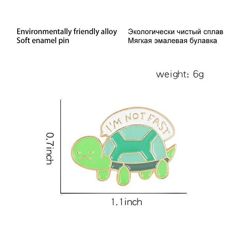 Tortoise Turtle Brooches I'M NOT FAST Turtle Animal Badges For Women Enamel Pins Lapel Pin Bag Badge Jewelry brooch BroscheCC164