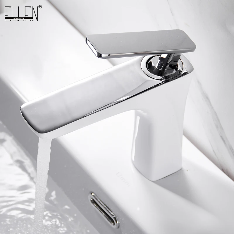 

Bathroom Faucet Basin Faucets Hot and Cold Water Basin Mixer Tap White Gold Finish Brass Toilet Sink Water Crane Chrome EL457