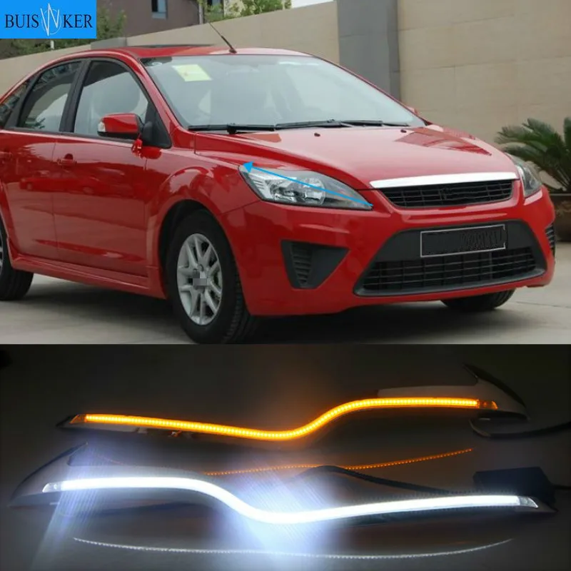 

2Pcs/set Waterproof LED Daytime Running Light DRL For Ford Focus Sedan 2009-2011 Fog Lamp Modify Fog Head white Lamp