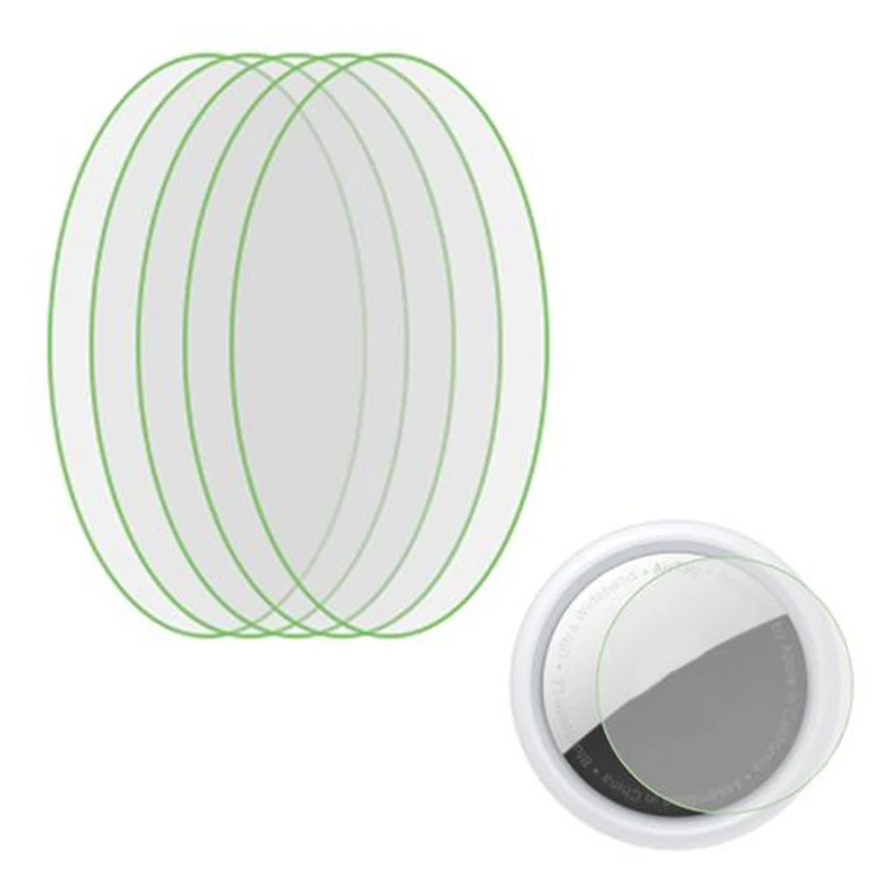 5Pcs HD ฟิล์ม TPU สำหรับ AirTag Key Finder ป้องกันภาพยนตร์สำหรับ Airtags หน้าจอสัมผัสกาว HD Ultra-Clear รอบ TPU Cover