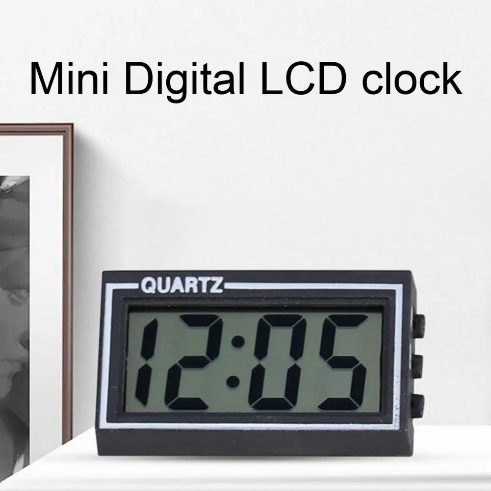 Simple Style Digital LCD Screen Table Auto Car Dashboard Desk Date Time Calendar Small Clock For Button Batteries