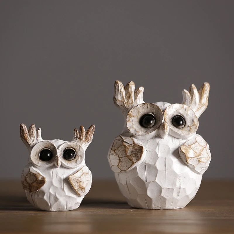 

Creative Owl Figurines Resin Retro and Nostalgic Animal Fairy Garden Miniatures Arts and Crafts Home Decoration Accessories